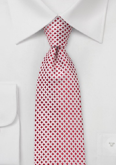 Micro Check Tie in Bright Red and White