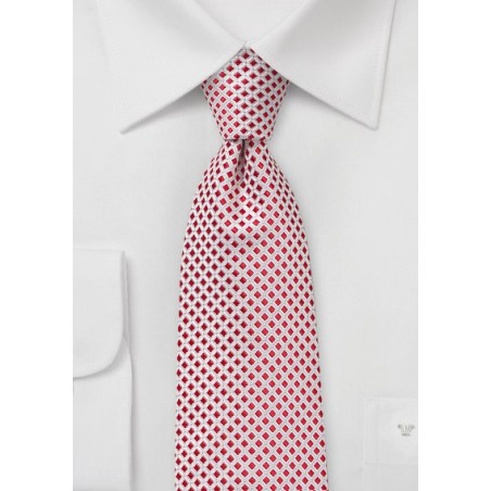 Micro Check Tie in Bright Red and White