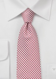 Micro Check Tie in Bright Red and White