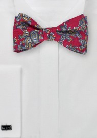 Paisley Bow Tie in Red and Blue