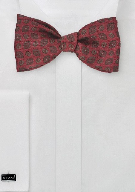 Dark Burgundy Paisley Bow Tie
