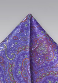 Patterned Pocket Square in Electric Purples