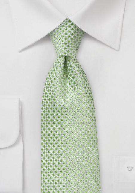 Elegant Pistachio Check Necktie in Pure Silk