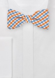 Gingham Self Tie Bow Tie in Oranges