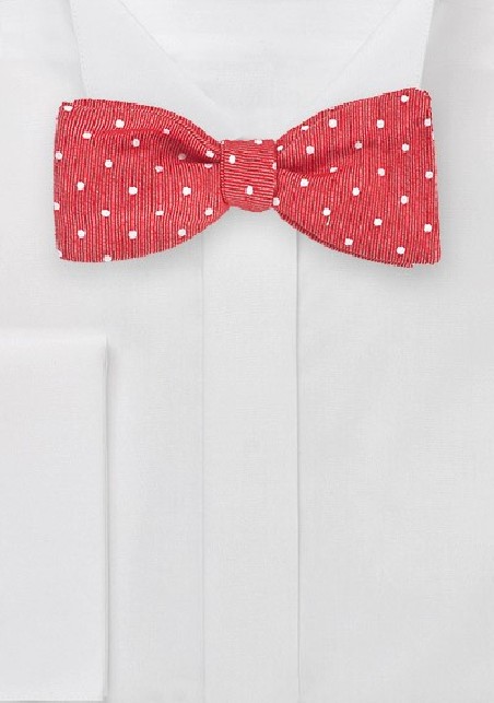 Textured Polka Dot Bow Tie in Red