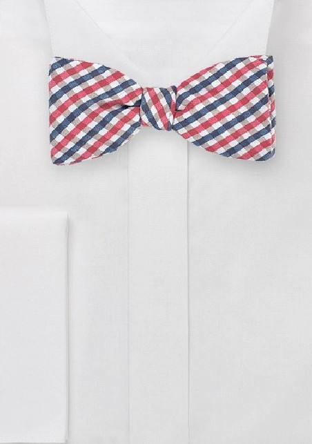 Gingham Bow Tie in Pinks and Blues