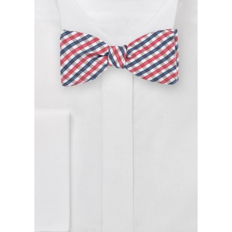 Gingham Bow Tie in Pinks and Blues