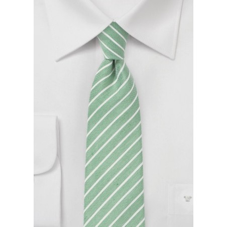 Skinny Summer Linen Tie in Pale Green