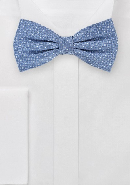 Pre-tied Bowtie in Indigo with Tiny Square Pattern