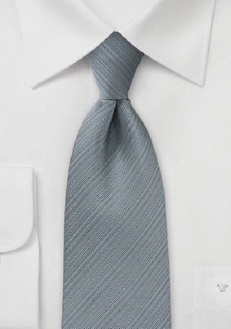 Silver Gray Ribbed Textured Tie