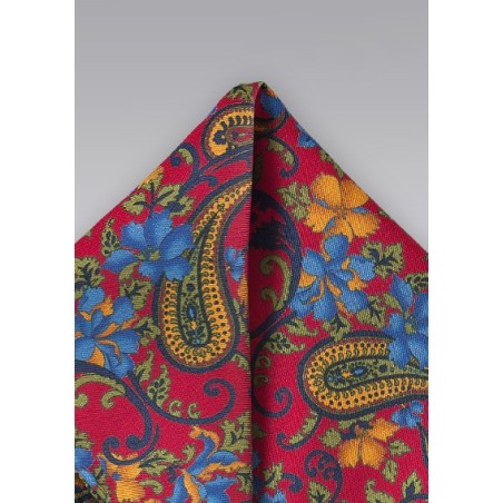 Vintage Pocket Square with Flowers