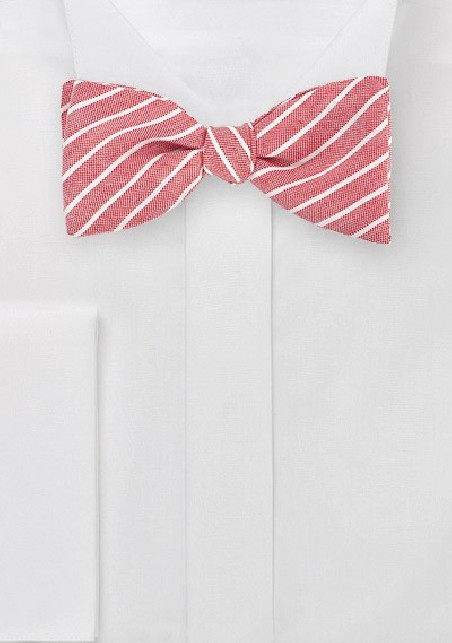 Red Linen Self Tie Bow Tie