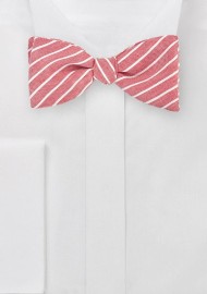 Red Linen Self Tie Bow Tie