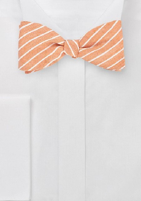 Peach Orange Linen Bow Tie