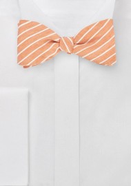 Peach Orange Linen Bow Tie