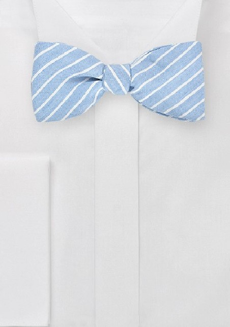 Pastel Blue Linen Bow Tie
