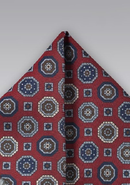 Vintage Silk Pocket Square in Burgundy