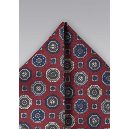 Vintage Silk Pocket Square in Burgundy