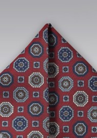 Vintage Silk Pocket Square in Burgundy
