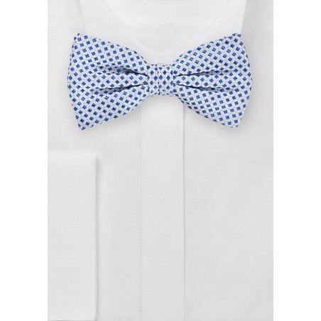 Square Pattered Bow Tie in Silvers and Blues