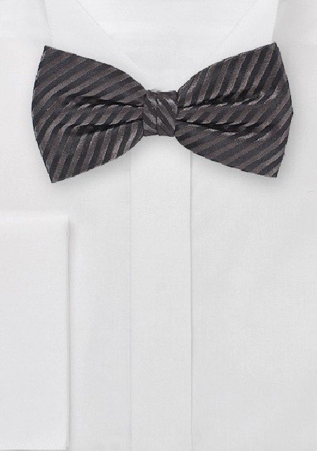 Pure Silk Bowtie in Pewter and Black