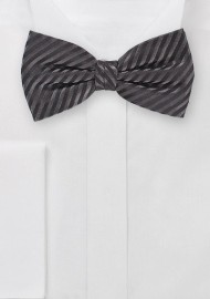 Pure Silk Bowtie in Pewter and Black