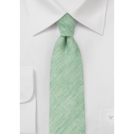 Skinny Linen Necktie in Vintage Green