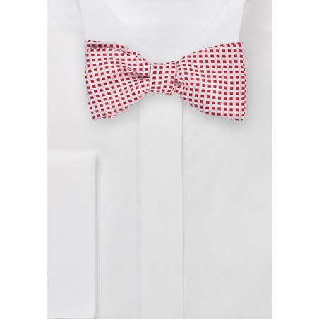 Box Patterned Self Tie Bow Tie in Red and White
