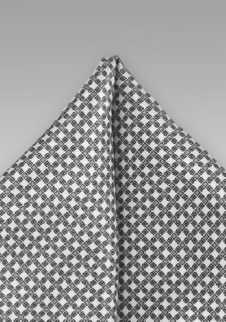 Silver and Gray Patterned Pocket Square