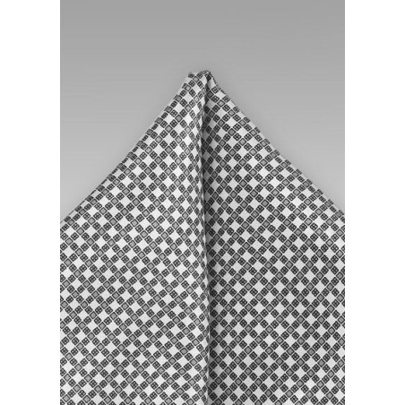 Silver and Gray Patterned Pocket Square