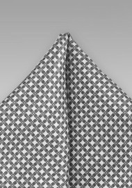 Silver and Gray Patterned Pocket Square