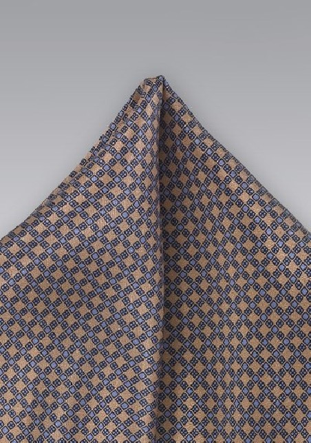Brown and Light Blue Pocket Square