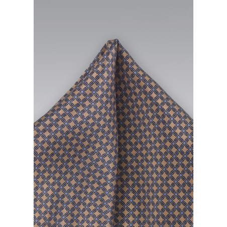 Brown and Light Blue Pocket Square