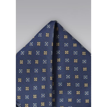 Navy and Yellow Floral Pocket Square