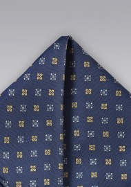 Navy and Yellow Floral Pocket Square