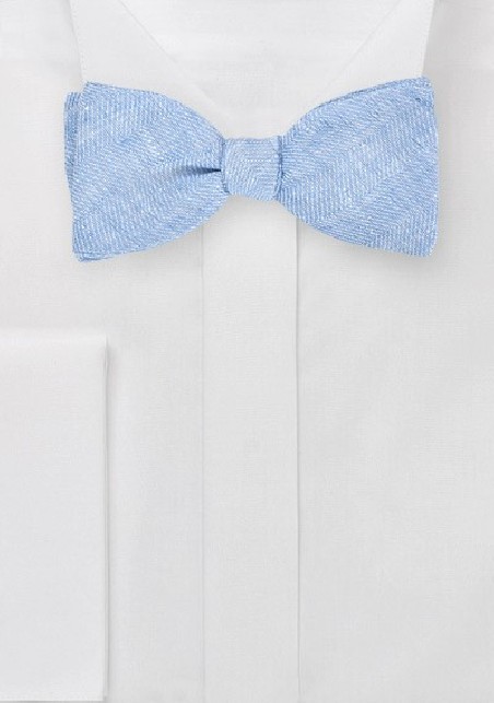 Blue Linen Self Tie Bow Tie