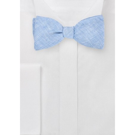 Blue Linen Self Tie Bow Tie
