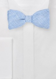 Blue Linen Self Tie Bow Tie