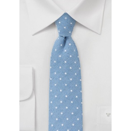 Skinny Polka Dot Tie in Light Blue