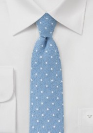Skinny Polka Dot Tie in Light Blue