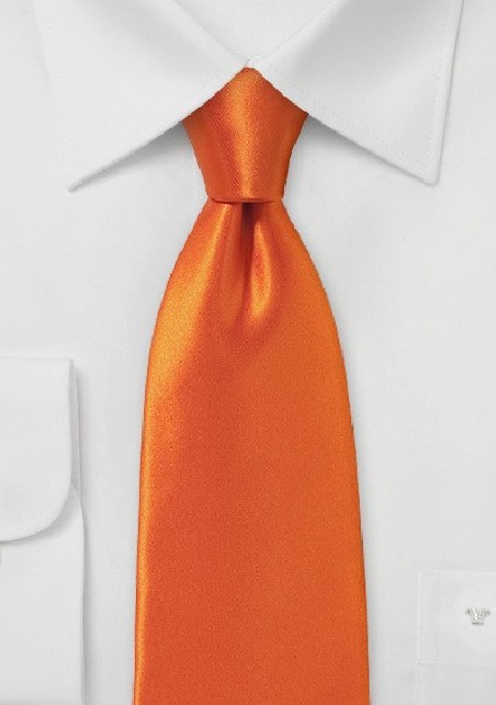 Contemporary Cut Tie in Electric Tangerine