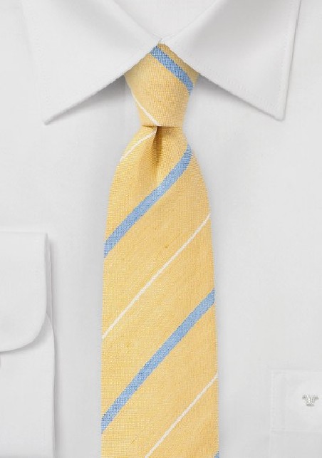 Striped Skinny Tie in Soft Yellow