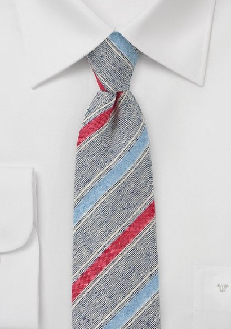 Retro Skinny Tie in Navy, Blue and Red