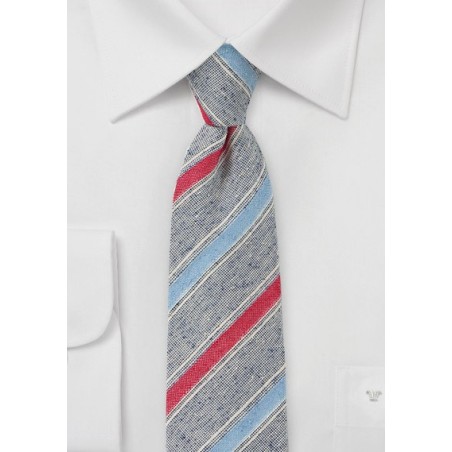 Retro Skinny Tie in Navy, Blue and Red
