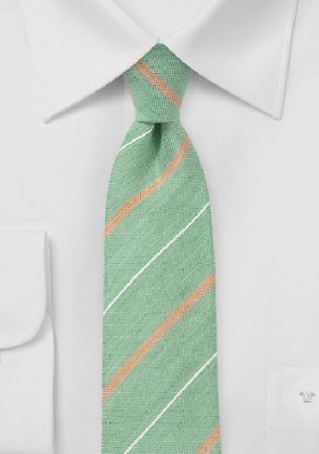 Vintage Striped Skinny Tie in Green