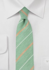 Vintage Striped Skinny Tie in Green