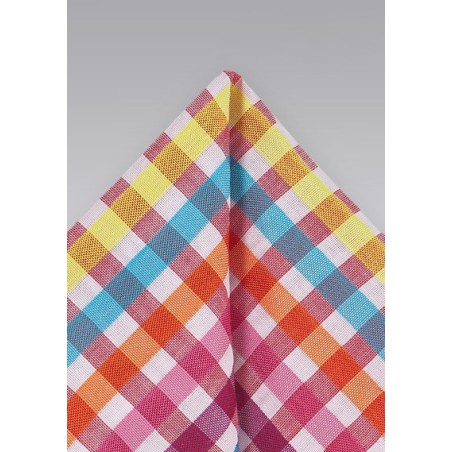 Bright Gingham Patterned Pocket Square