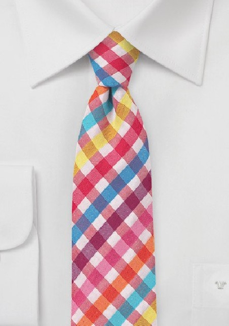 Seersucker Skinny Cotton Necktie