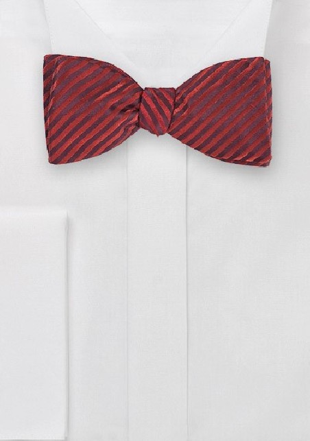 Trendy Bowtie with Narrow Stripes in Crimson
