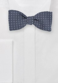 Twilight Blue Self-Tied Bowtie with Square Pattern